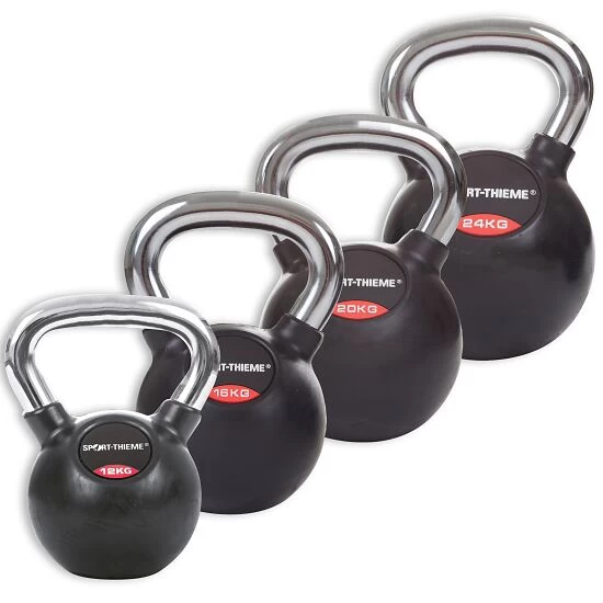 Sport-Thieme Kettlebell-Set "Gummiert Mit Glattem Chrom-Griff" 4 Sport-Thieme Kettlebell-Set "Gummiert Mit Glattem Chrom-Griff" – Bild 2